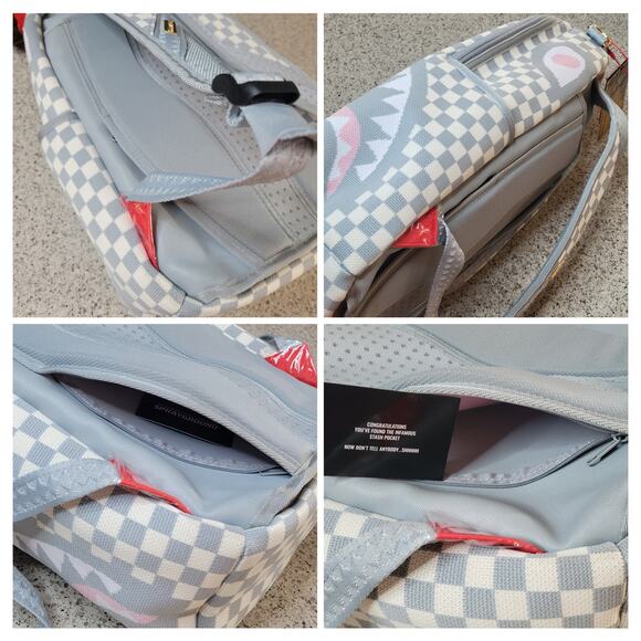 NWT SPRAYGROUND Knit SHARKS IN PARIS Cream DLX Backpack Soldout Limited Edition - Picture 8 of 16